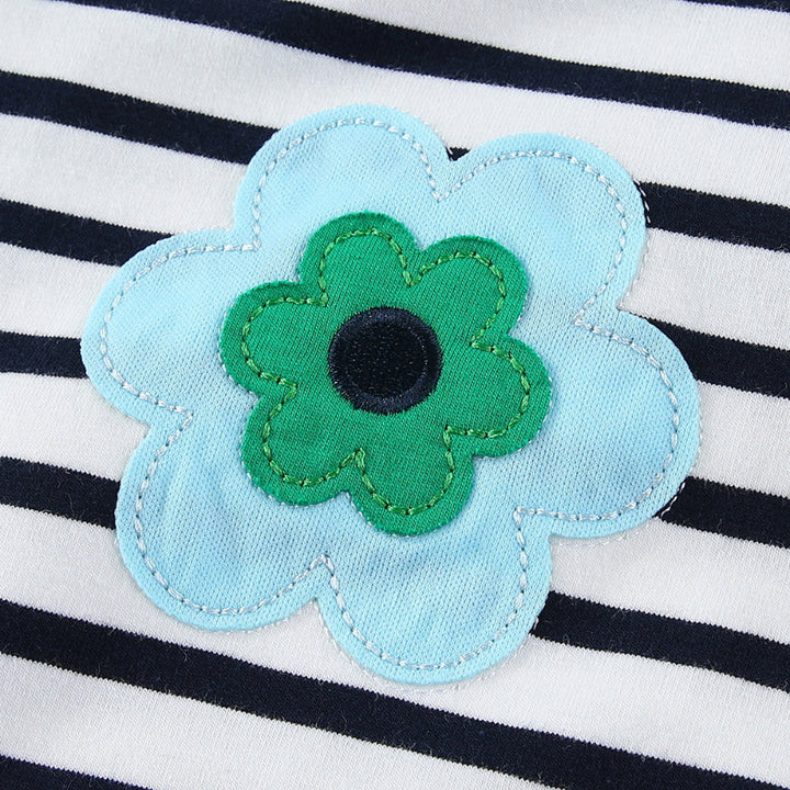 Mädchen T-Shirt Kleid mit bunten Blumenapplikationen Drune