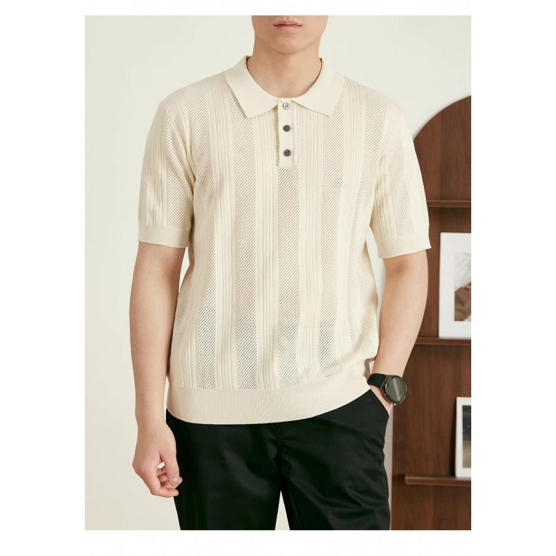 Herren Modisches Kurzarm-Strickpoloshirt Drune