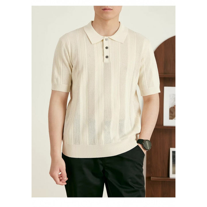 Herren Modisches Kurzarm-Strickpoloshirt Drune