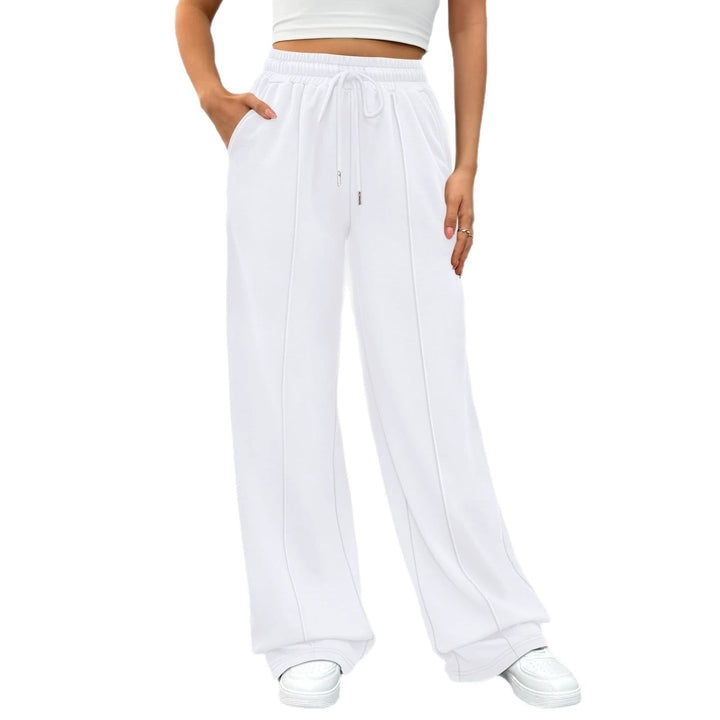 Damen nan komfortable High-Waist Jogginghose mit Kordelzug und tiefen Eingrifftaschen Drune