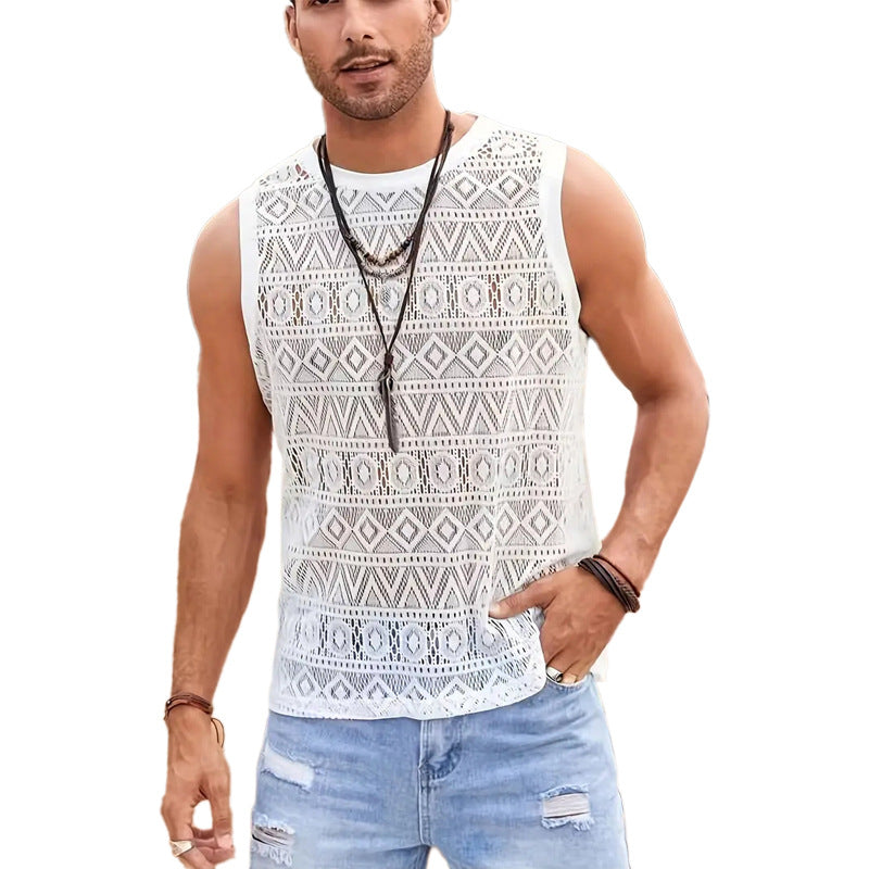 Herren Ärmelloses Netzshirt mit strukturiertem Design Drune