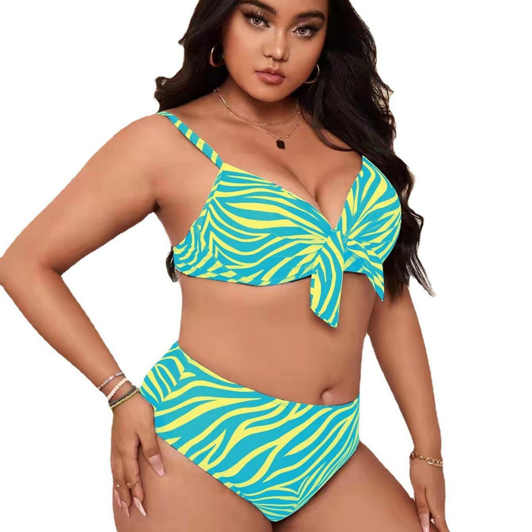 Damen Bikini-Set mit modischem Zebra-Muster und verstellbarem Knoten Drune