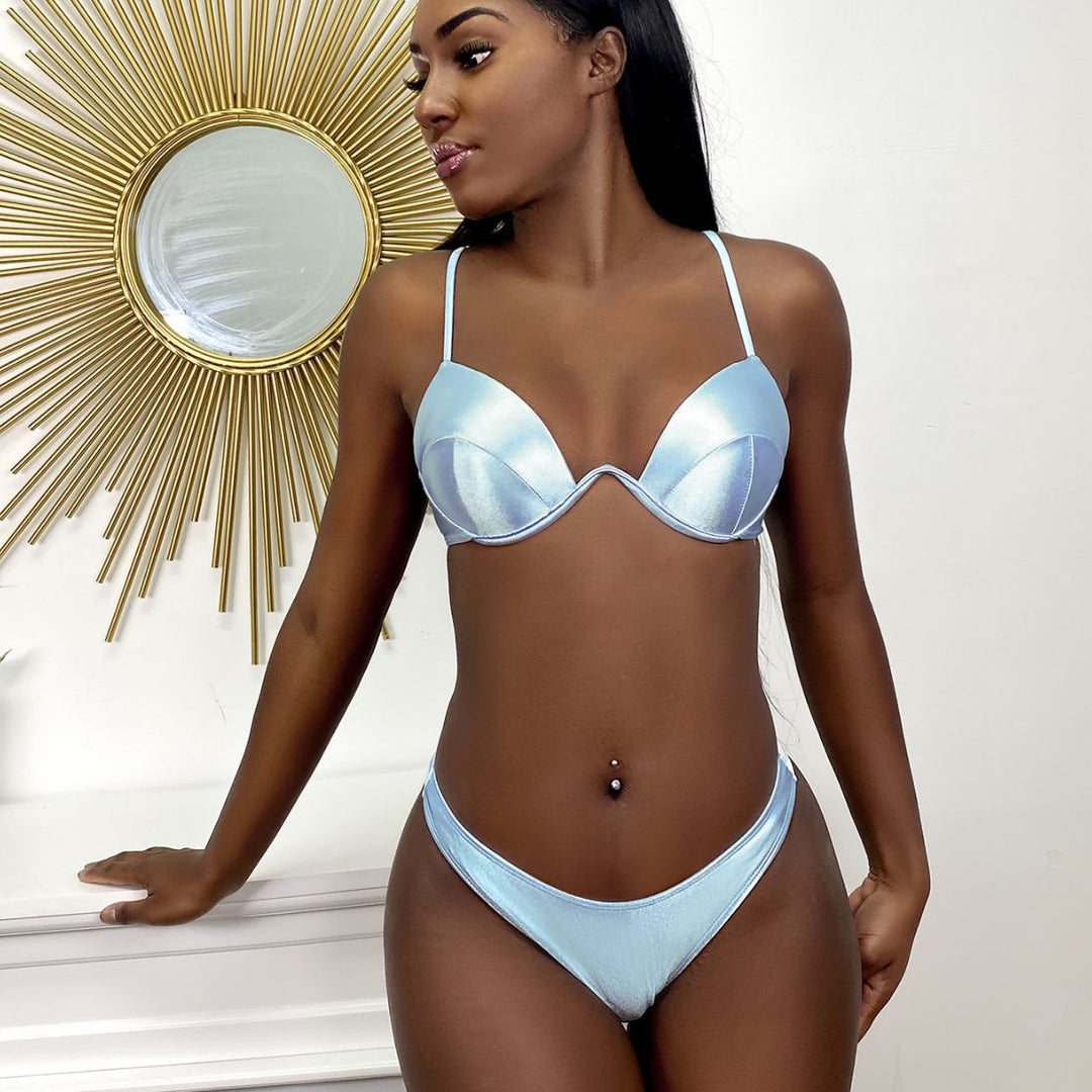 Damen Push-Up-Bikini mit glänzenden Cups Drune
