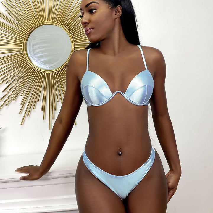 Damen Push-Up-Bikini mit glänzenden Cups Drune
