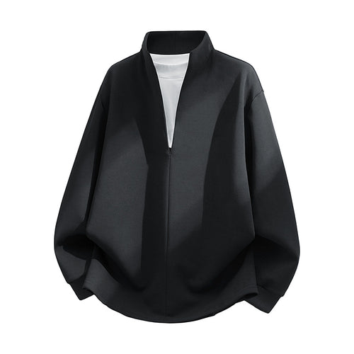 Unisex Oversize-Sweatshirt mit Stehkragen, halber Öffnung und abgerundetem Saum Drune