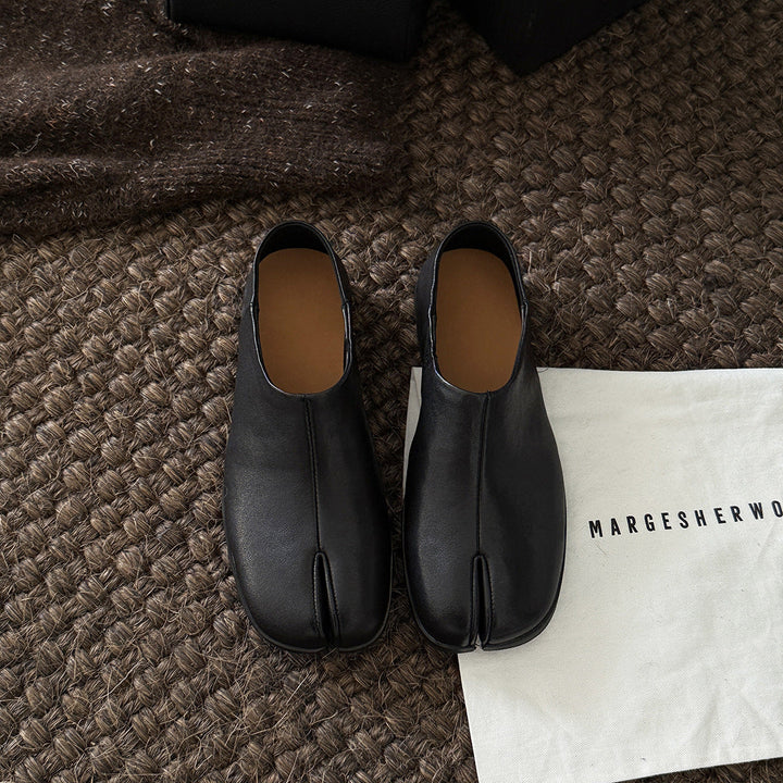 Damen Elegante und bequeme Slippers aus hochwertigem Leder mit offenem Fersenbereich Drune