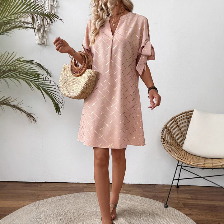 Damen lässiges Kleid mit leichten Puffärmeln Drune