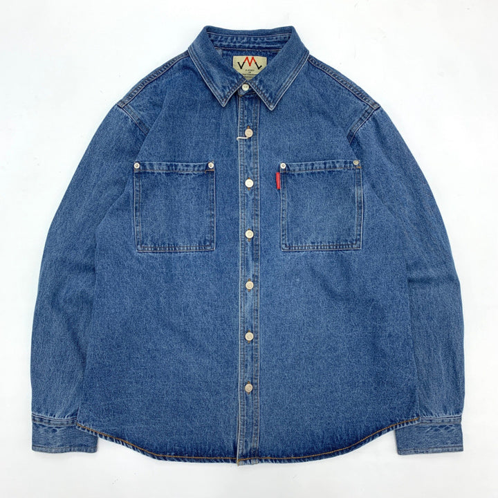 Herren Relaxed Denim-Hemdjacke mit aufgesetzten Brusttaschen und gerundetem Saum Drune