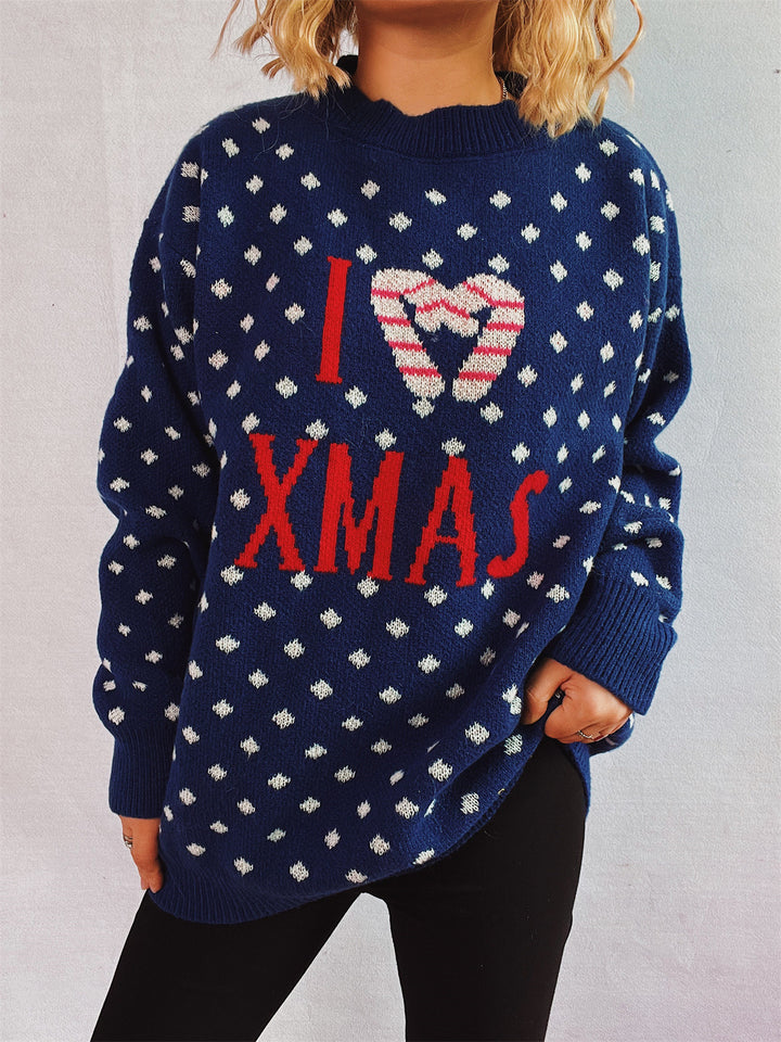 Damen Strickpullover mit festlichem Weihnachtsdesign und lockerer Passform Drune