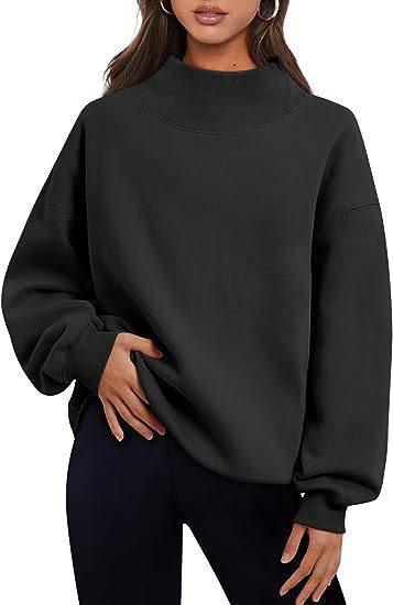 Damen Oversized Sweatshirt mit hochgeschlossenem Kragen und lässigem Schnitt Drune