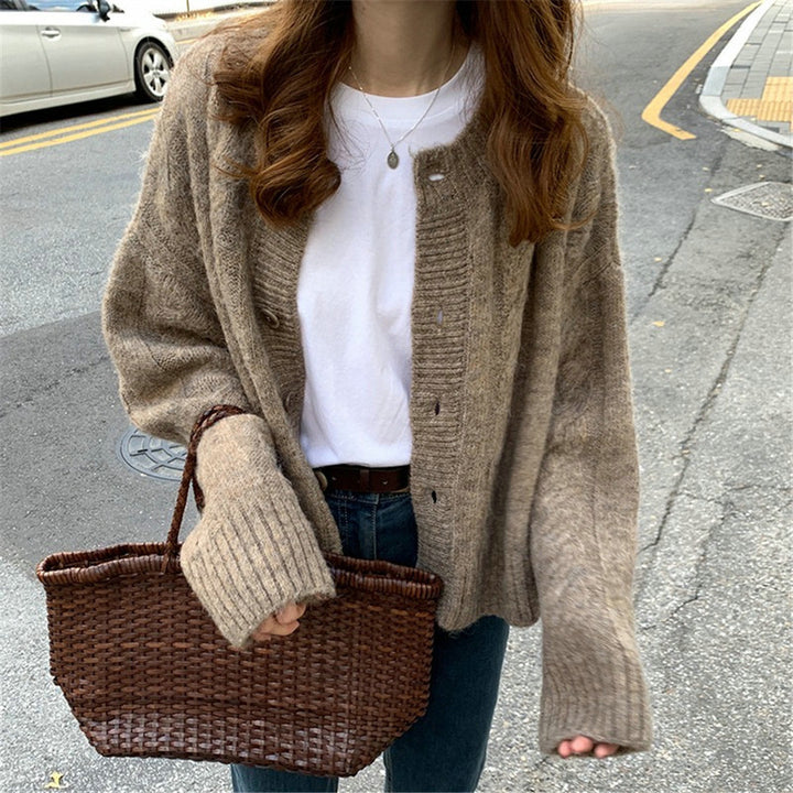 Damen Kuscheliger Strickcardigan mit feiner Struktur und Knopfdetails Drune