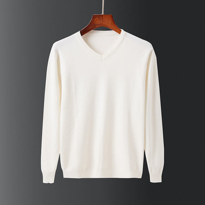 Herren eleganter V-Ausschnitt Pullover aus feiner Wolle Drune