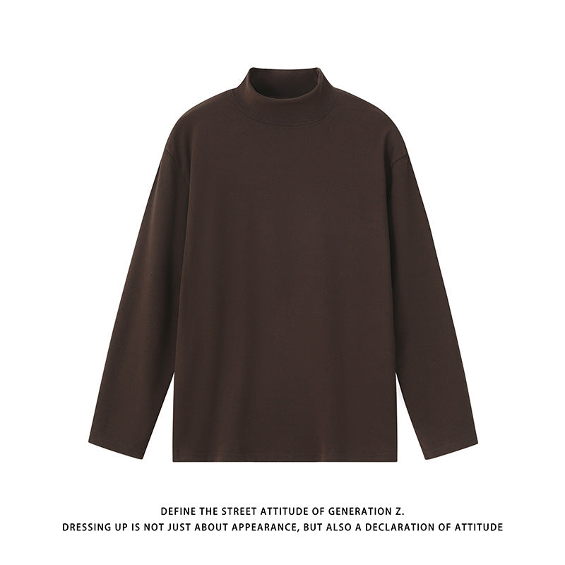 Unisex Minimalistischer Feinstrick-Mockneck-Pullover im Oversize-Relaxed‑Schnitt Drune