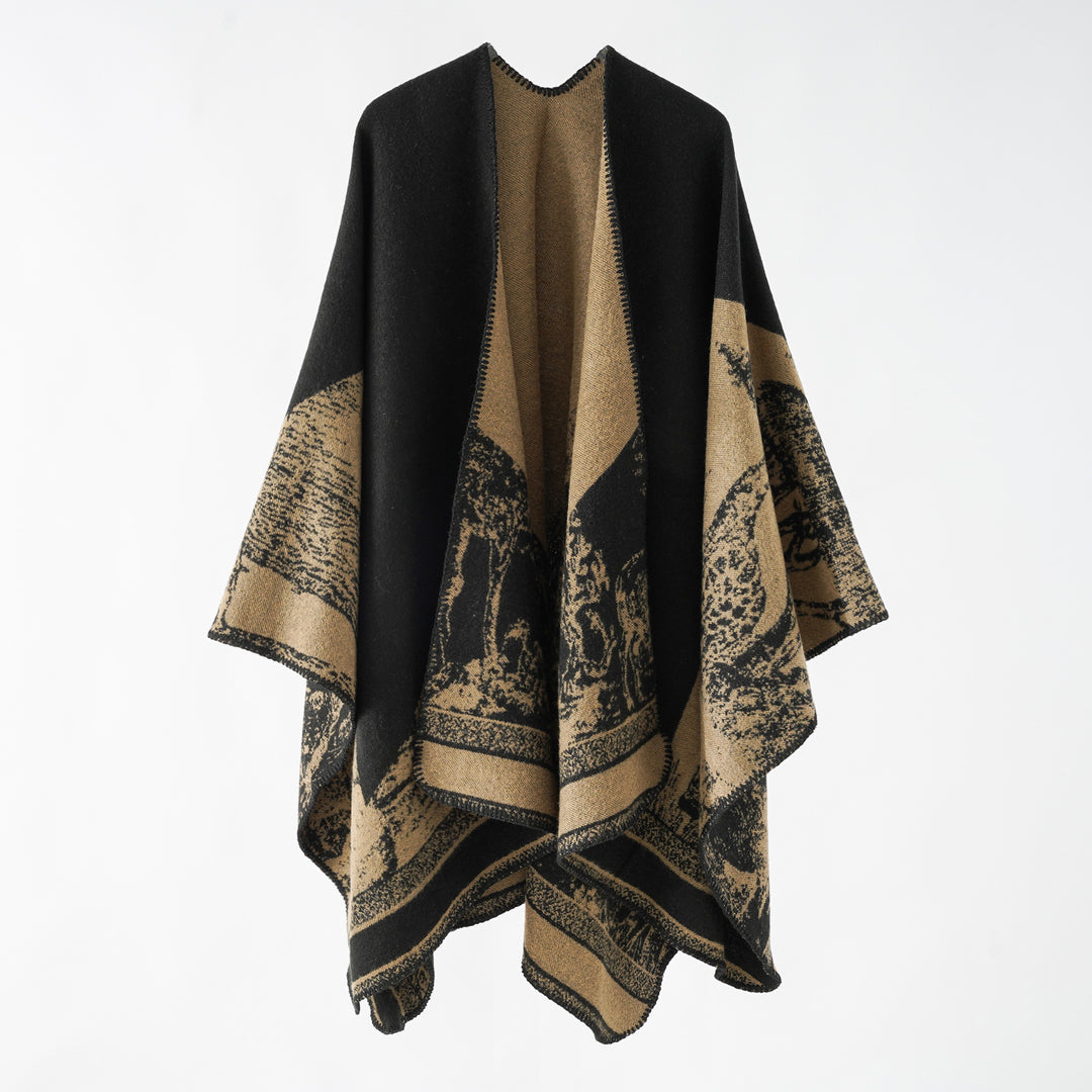 Damen Jacquard-Wollmix-Überwurf mit offenem Kimono-Fall und weichem Griff Drune
