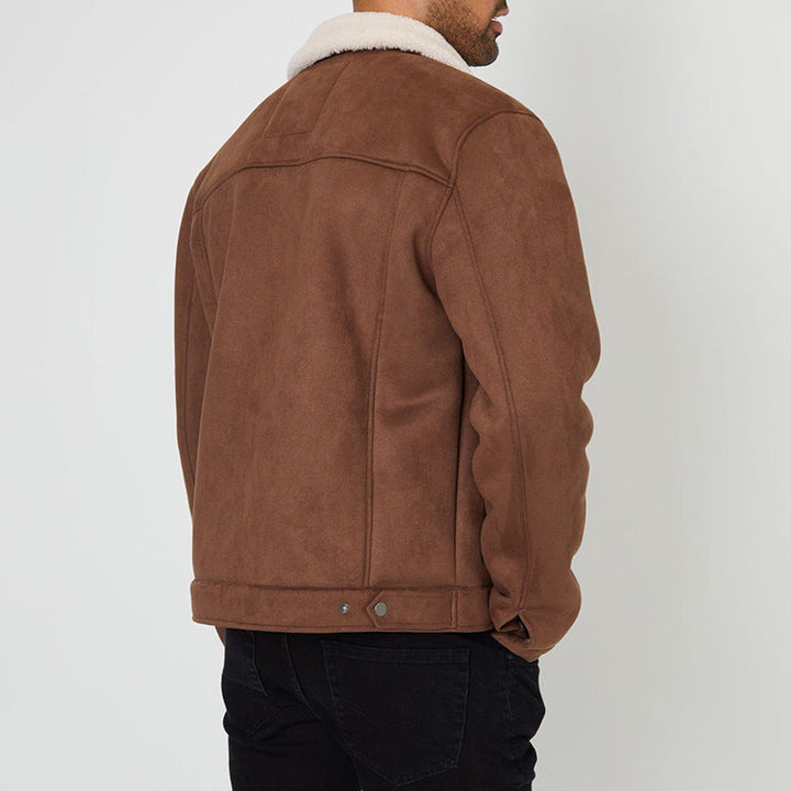 Herren Wildlederjacke mit warmem Kragen