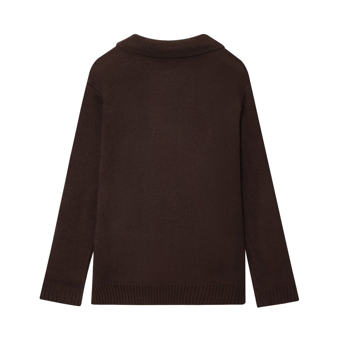 Damen elegante Strickjacke mit doppelter Knopfleiste und praktischen Taschen Drune
