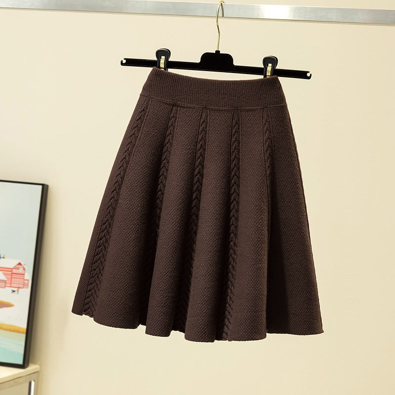 Damen Eleganter, plissierter Maxirock aus hochwertigem Strick Drune