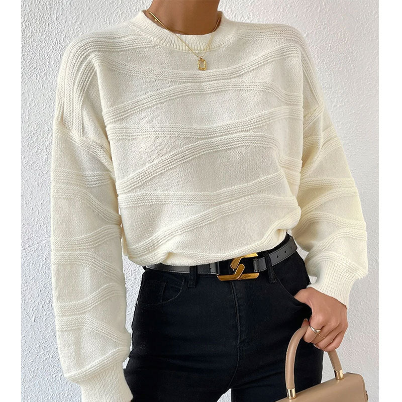 Damen Strickpullover mit raffiniertem Wellenmuster Drune