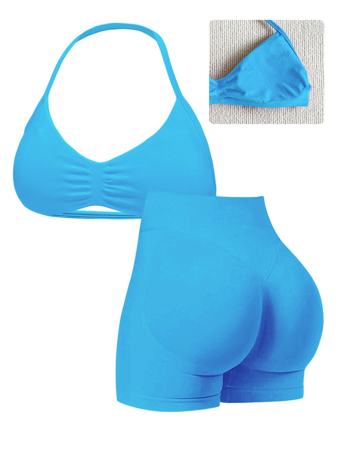 Damen Sport-Bikini-Oberteil mit hoch geschnittenen Shorts und nahtlosem Design Drune