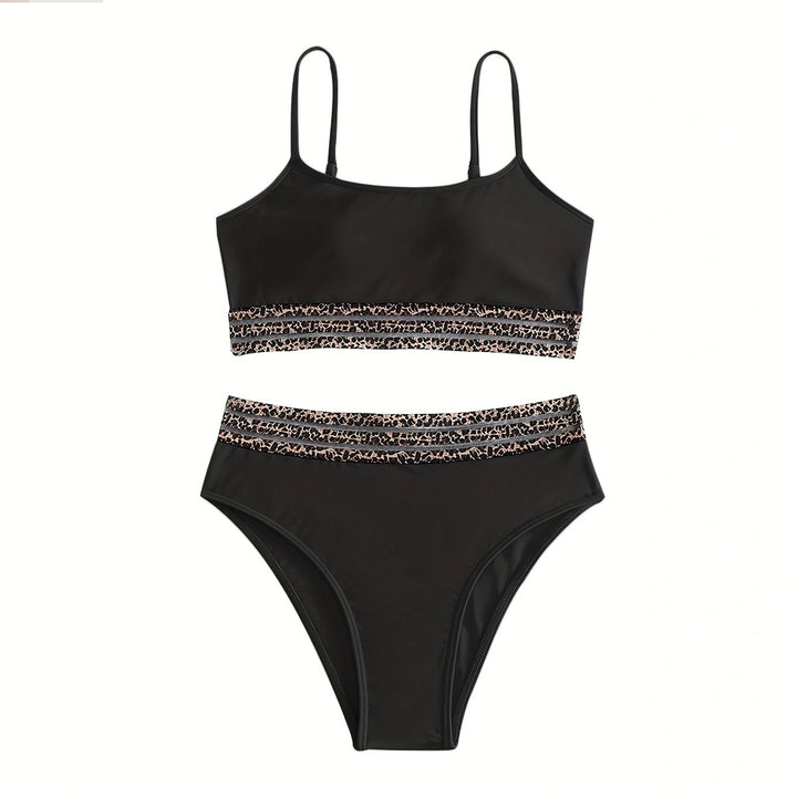 Damen Hochtailliertes Bikini-Set mit modischen Leoparden-Details Drune