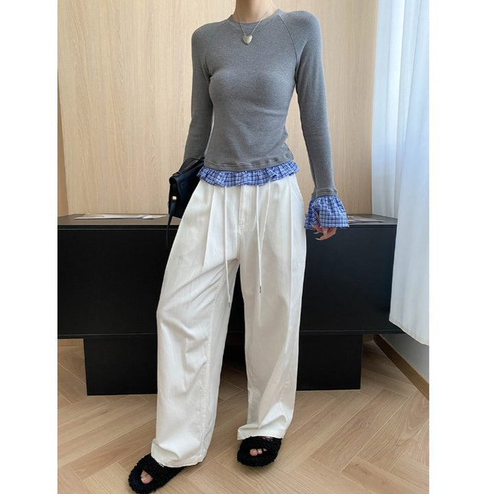 Damen Langarmshirt mit modischem Schößchen Drune