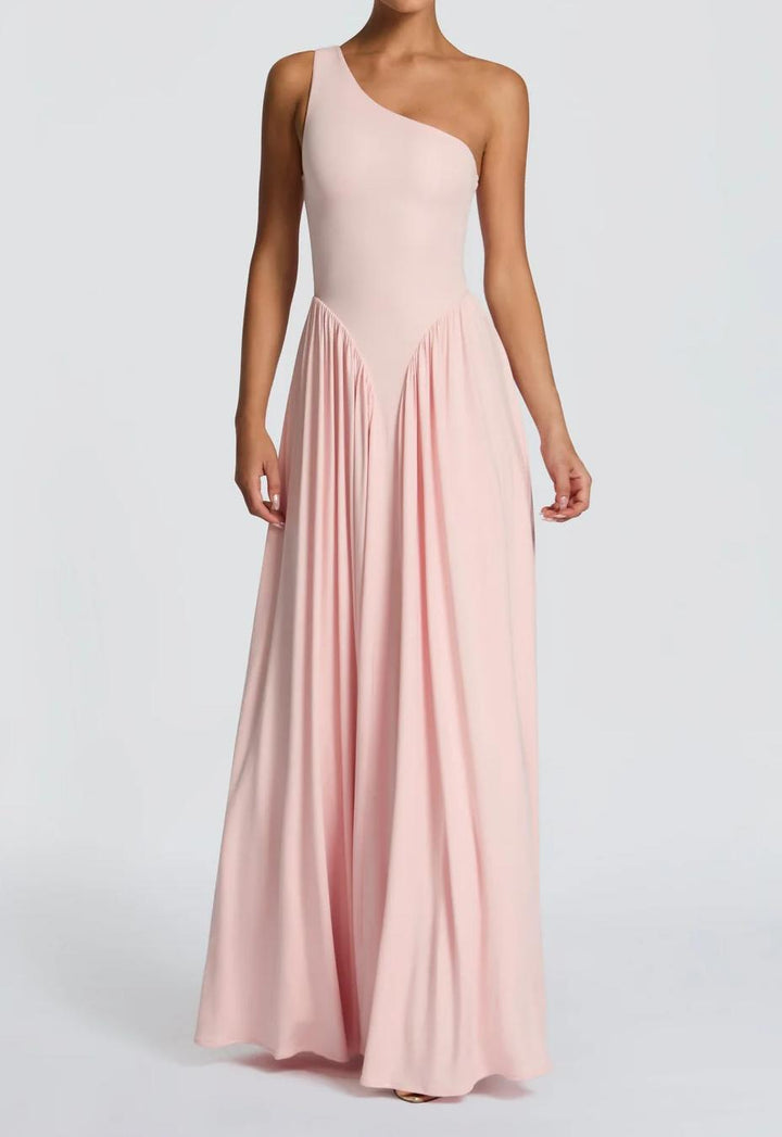 Damen Maxi-Kleid mit schulterfreiem Design und fließendem Stoff Drune