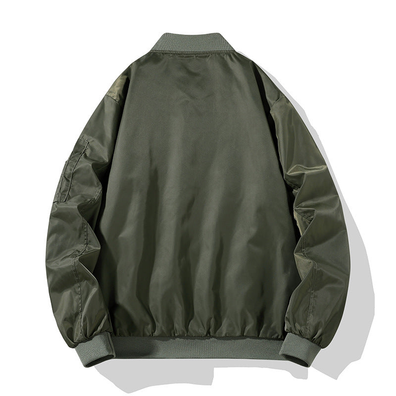 Herren Piloten-Bomberjacke im Military-Look mit kontrastierendem Innenfutter, Ärmeltasche und gerippten Bündchen Drune