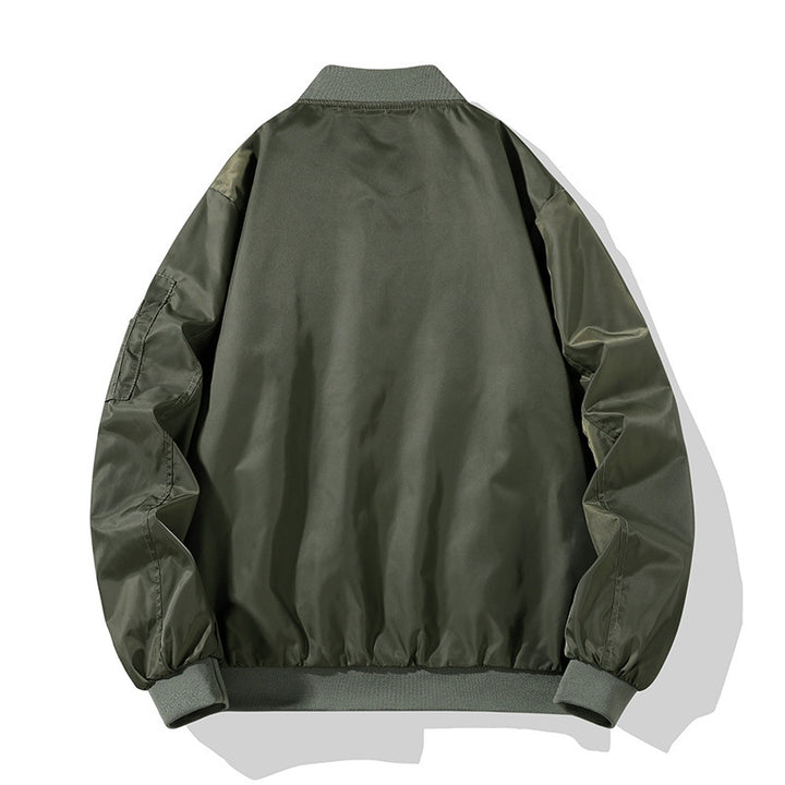 Herren Piloten-Bomberjacke im Military-Look mit kontrastierendem Innenfutter, Ärmeltasche und gerippten Bündchen Drune