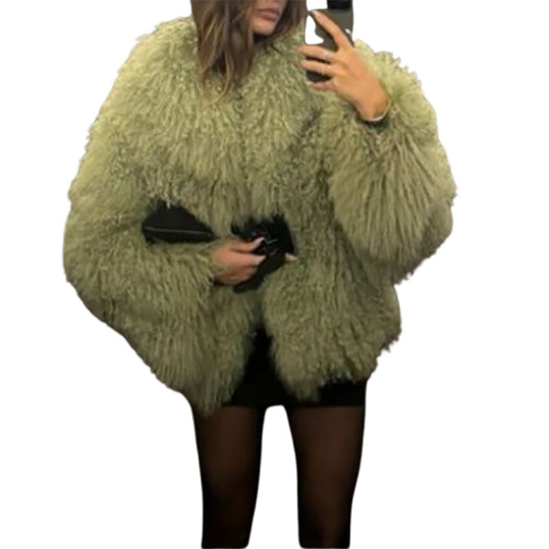 Damen Kuschelige Teddyjacke im oversized Schnitt mit voluminösen Ärmeln Drune