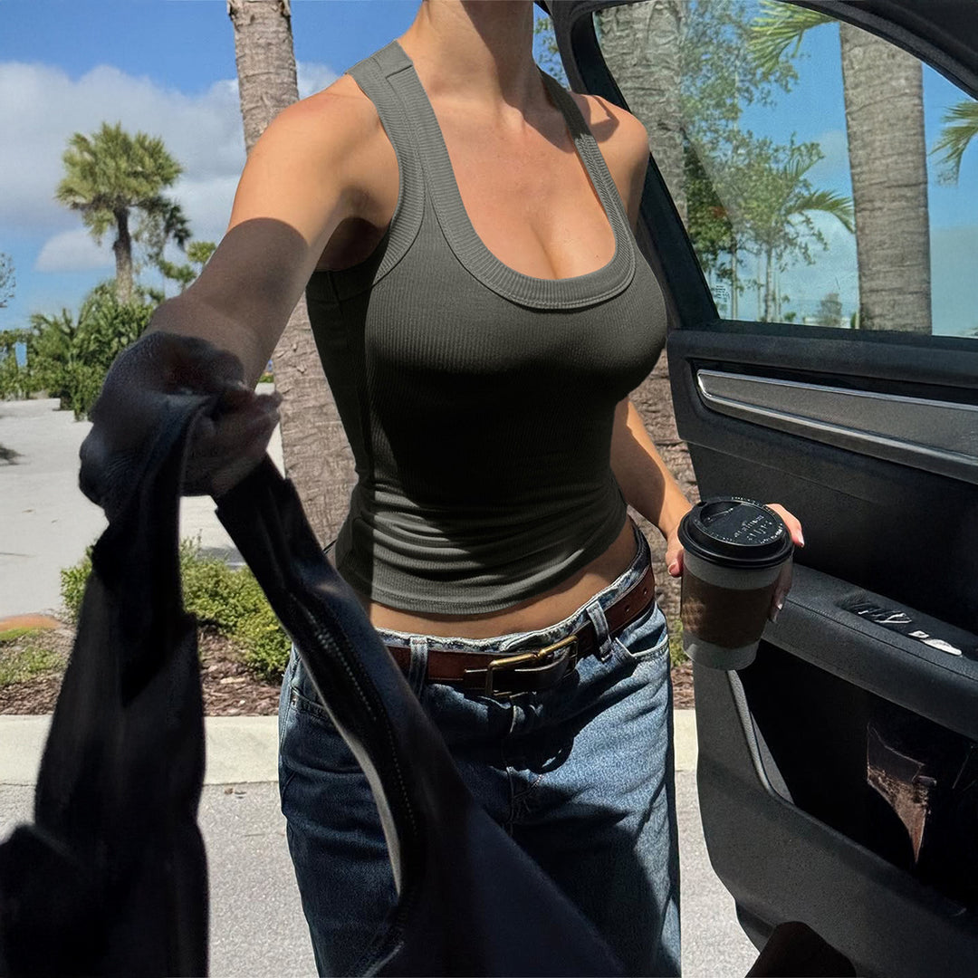 Damen Sportliches Trägershirt mit Rippstruktur Drune