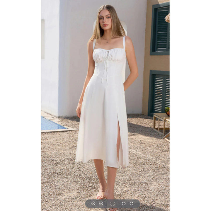 Damen Maxikleid mit floralem Design und elegantem Schlitz Drune