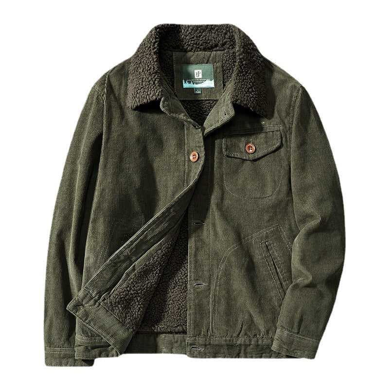 Herren Bequeme Cordjacke mit Teddyfutter Drune
