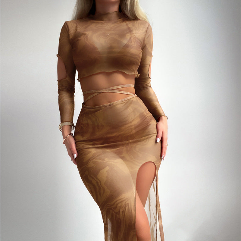 Damen Schickes Oberteil mit asymmetrischem Schnitt und maxi Rock Drune