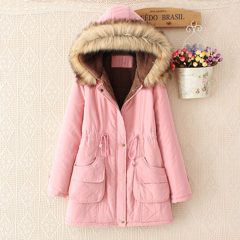 Damen nan Winterparka mit abnehmbarer Kunstfellkapuze, Teddy-Innenfutter und taillierendem Tunnelzug Drune