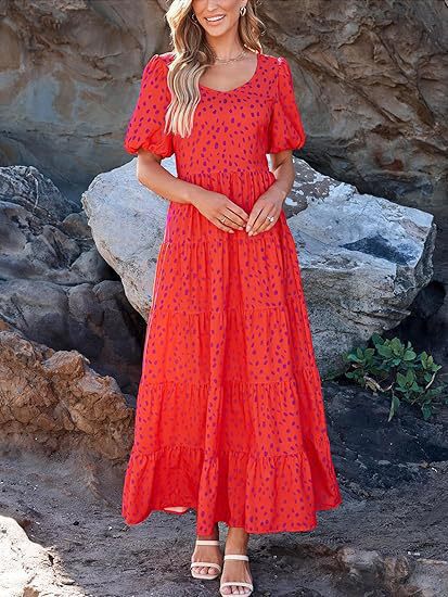 Damen Maxikleid mit Rüschendesign und floralem Muster Drune