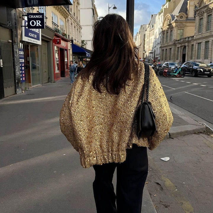 Damen nan kastige Tweedjacke mit kurzem Stehkragen, verdeckter Front und aufgesetzten Pattentaschen Drune