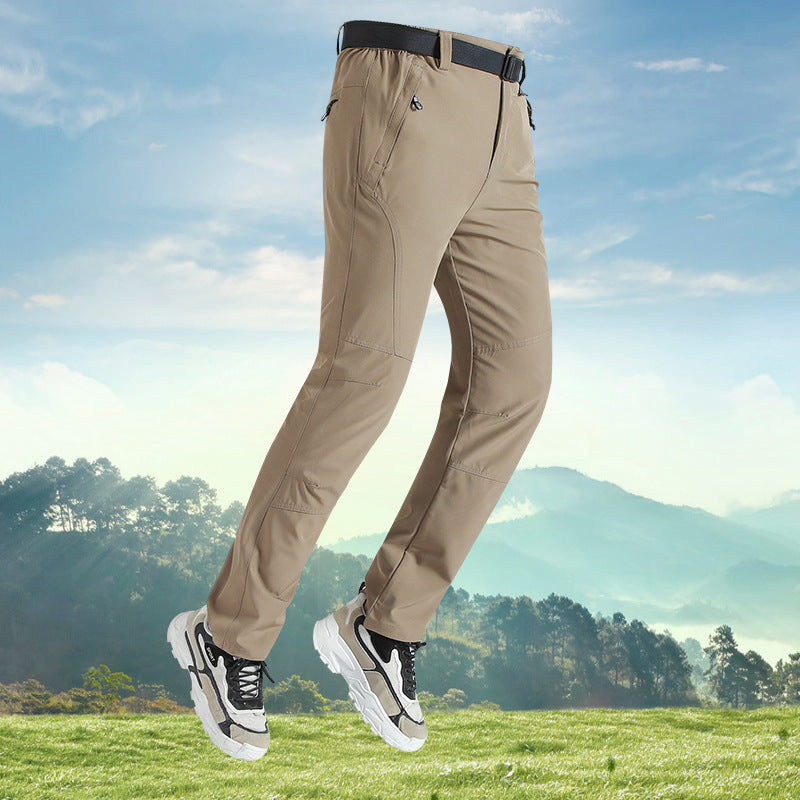 Herren elastische Outdoor-Trekkinghose mit ergonomischen Knien, elastischem Bund und Reißverschlusstaschen Drune