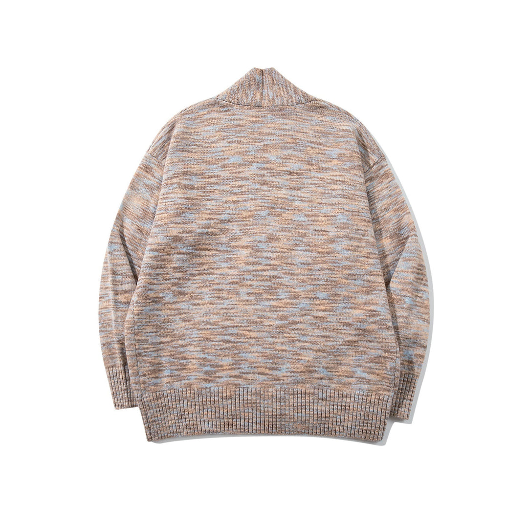 Damen Oversize-Strickcardigan mit tiefem V-Ausschnitt, Knopfleiste am Saum und melierter Struktur Drune