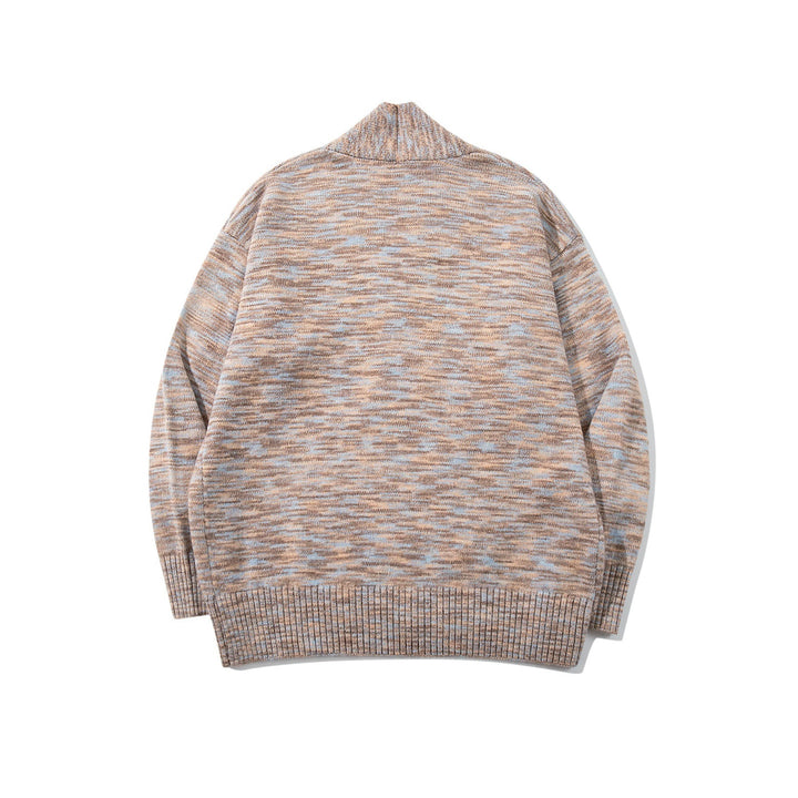 Damen Oversize-Strickcardigan mit tiefem V-Ausschnitt, Knopfleiste am Saum und melierter Struktur Drune