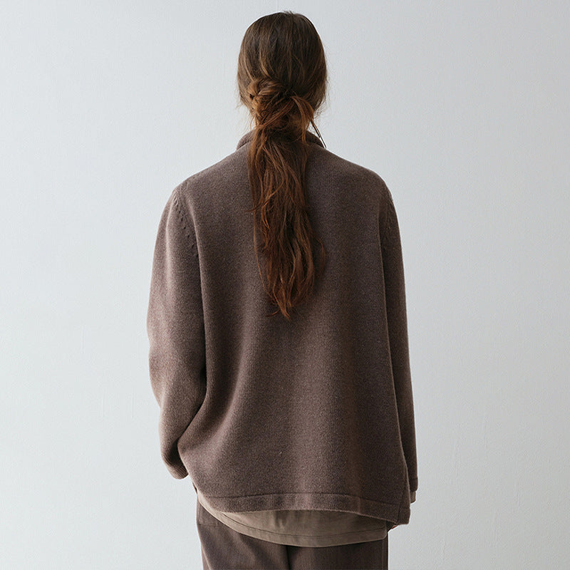 Damen Wärmende Wolljacke mit Stehkragen Drune