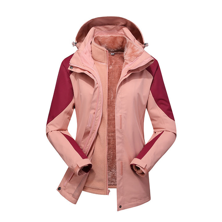 Damen Modulare Softshell-Regenjacke mit herausnehmbarer Fleece-Innenjacke und verstellbarer Kapuze Drune