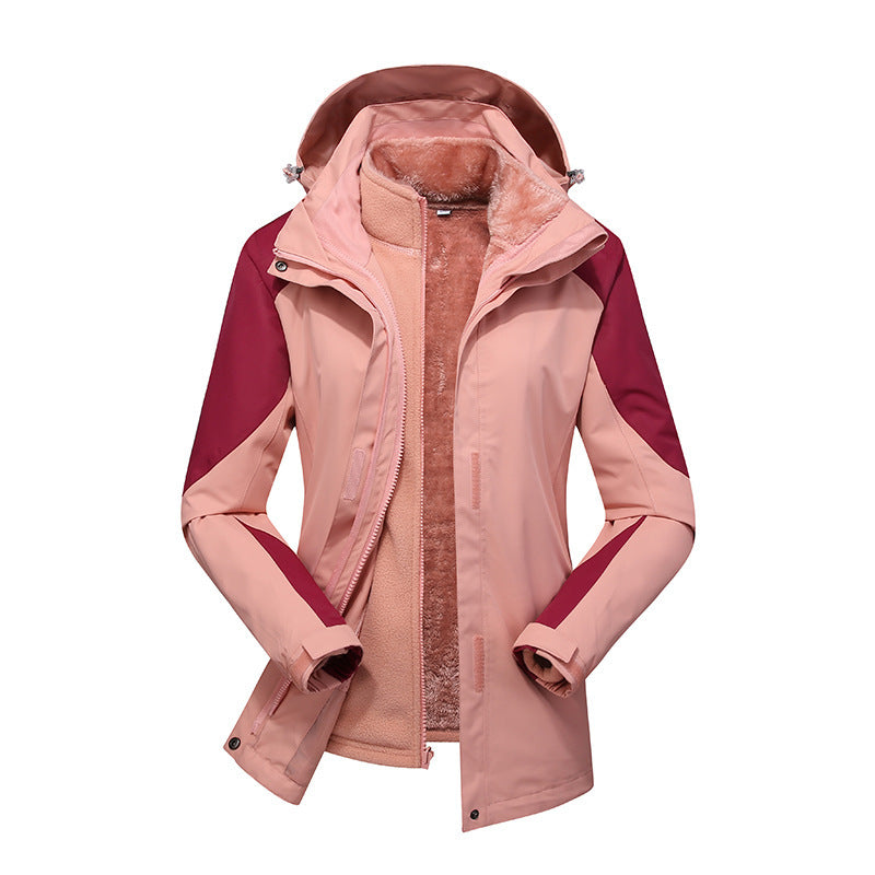 Damen zweilagige Softshelljacke mit herausnehmbarer Teddyfleece-Innenjacke und verstellbarer Kapuze Drune