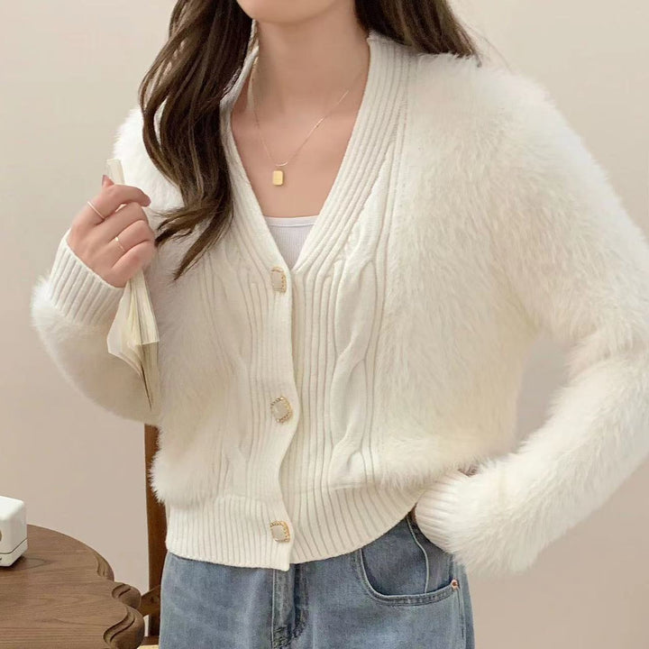 Damen kuschelige Strickjacke Drune