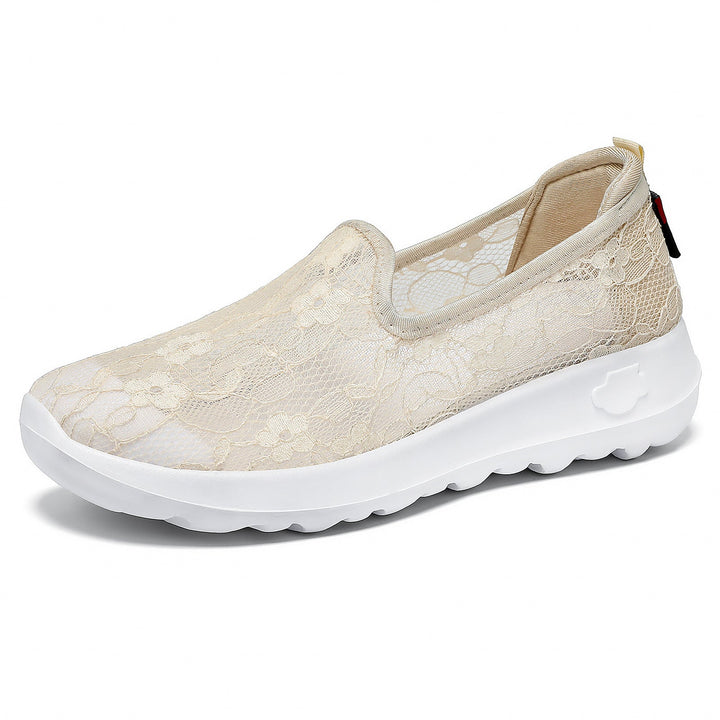 Damen Elegante und bequeme Slip-On Sneakers mit Spitzenoberfläche Drune