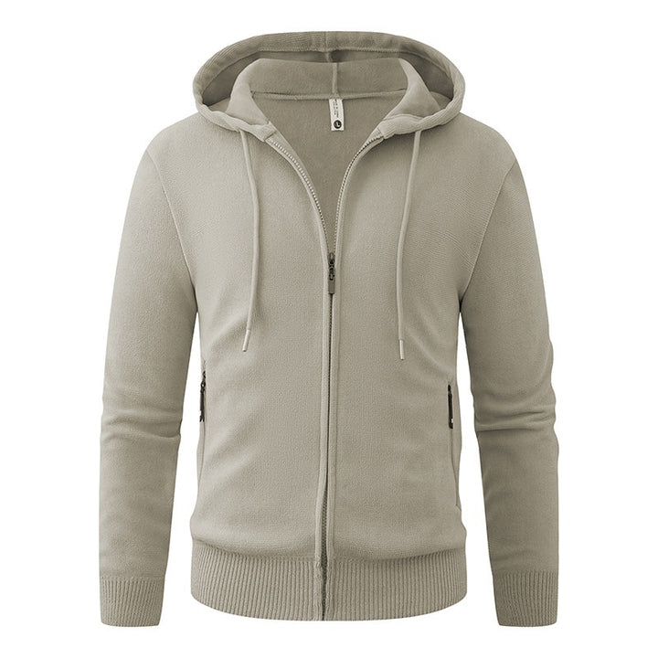 Herren Kapuzen-Fleecejacke mit durchgehendem Reißverschluss und gerippten Bündchen Drune