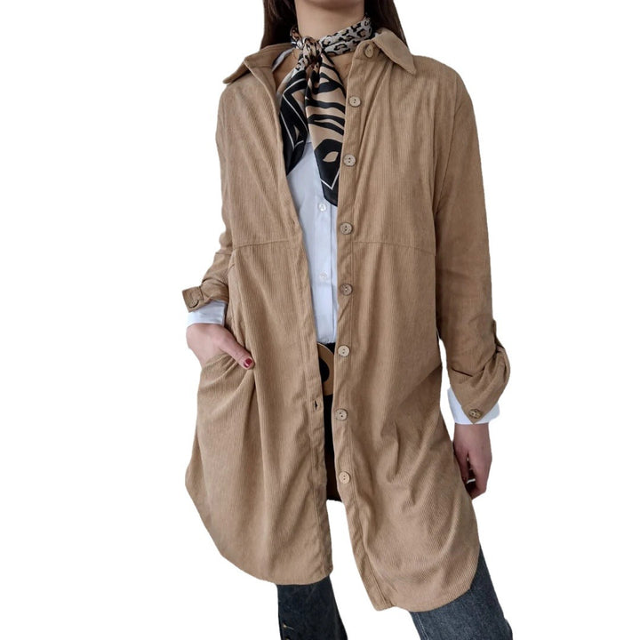 Damen Langarmbluse im lässigen Oversized-Stil mit Knopfdetails Drune