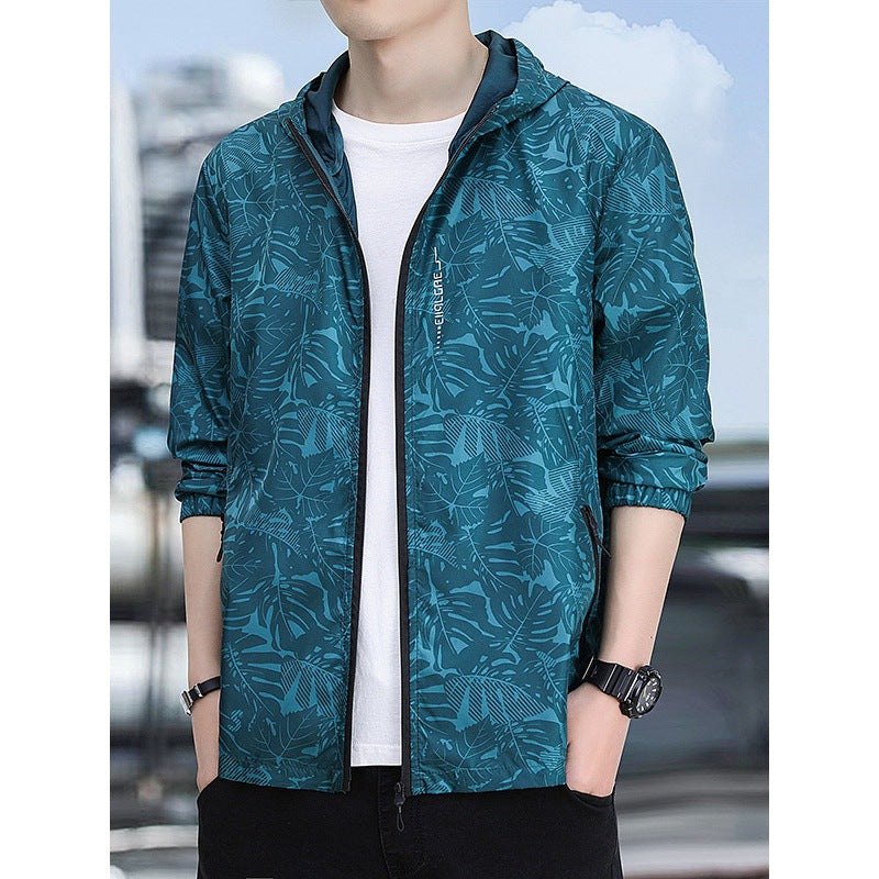 Herren Leichte Sportjacke mit modischem Blumendruck Drune