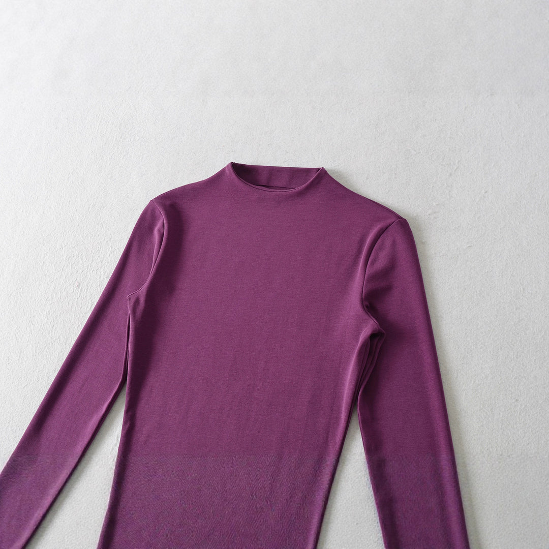 Damen Langarmshirt mit Stehkragen und Raffungsdetails Drune