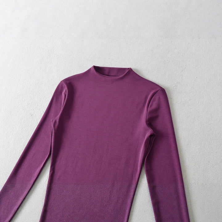 Damen Langarmshirt mit Stehkragen und Raffungsdetails Drune
