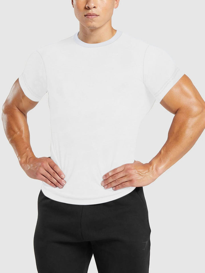 Herren nan tailliertes Rundhals-Leistungsshirt mit elastischem Seitenkeil und flachen Nähten Drune